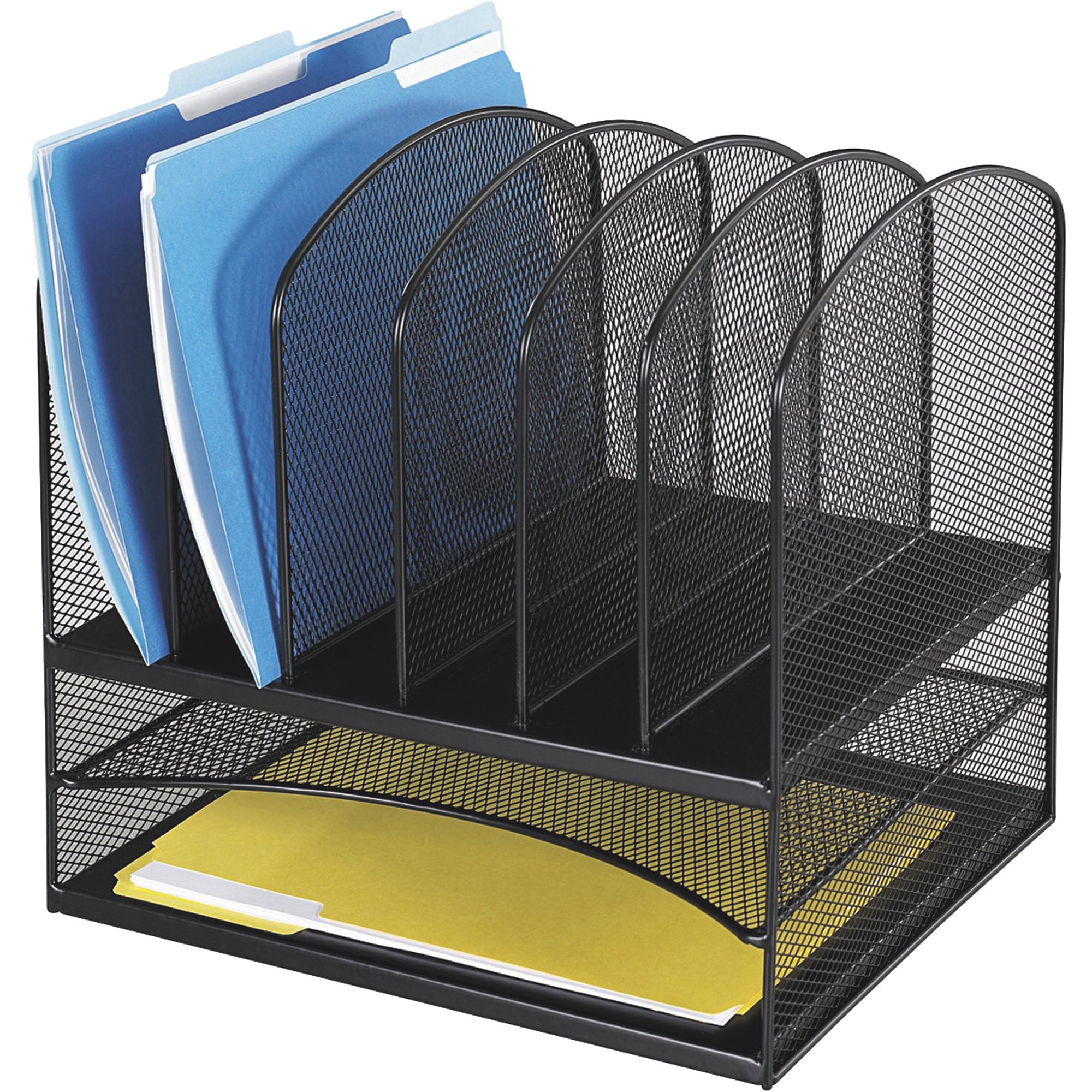 Mayline Safco Onyx Desktop Organizer — 2 Horizontal Sections, 6 Upright Sections